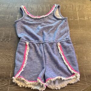 Chic Kids' Blue Romper with Pink Fringe